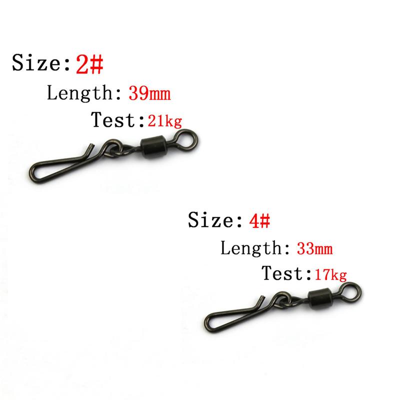 

Fishing Hooks 50pcs Swivels Rolling Swivel Interlock Snap Size Hook Lure Connector Terminal Tackle