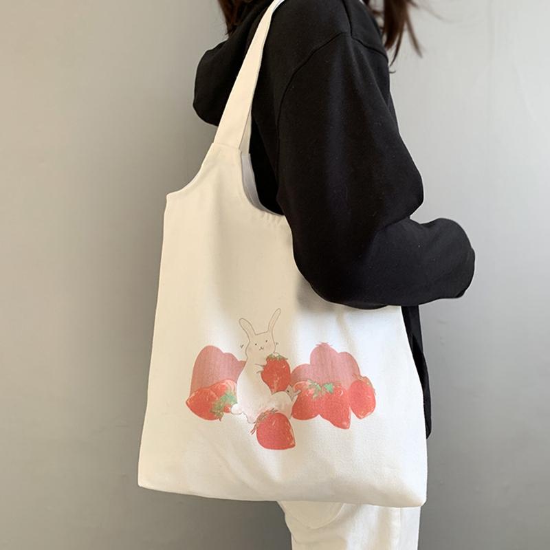 

Evening Bags W&G Woman Ins Cartoon Canvas Shoulder Bag Cute 2021 Handbag Vest Student Carrying Book Green Shopping, White