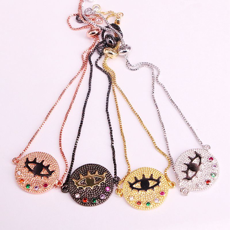 

6PCS, Mix color Bracelet Women CZ Rainbow Turkish Eye Girls Jewelry Chain Bracelets