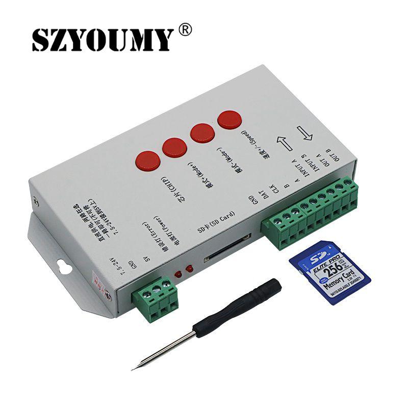 

LED T1000S 128 SD Card Pixels Controller DC 5~24V For WS2801 WS2811 WS2812B LPD6803 2048 Strip Light Lamp RGB Controllers