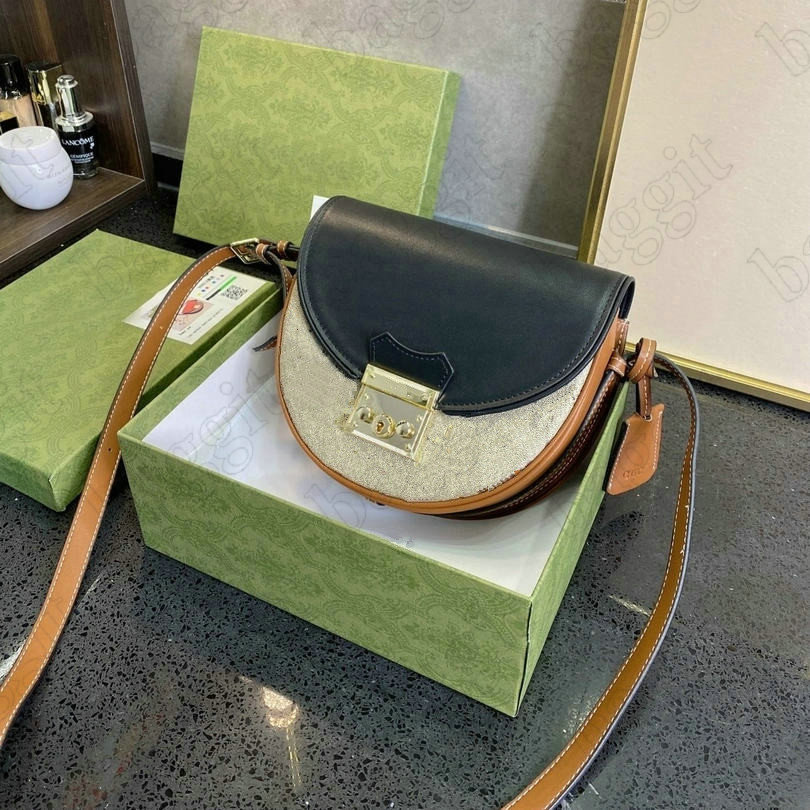 

Padlock Small Shoulder Bag Italy Brand Green and Red Stripe Designer Womens Saddle Handbag Cross Body Canvas Leather Luxurys Designers Half