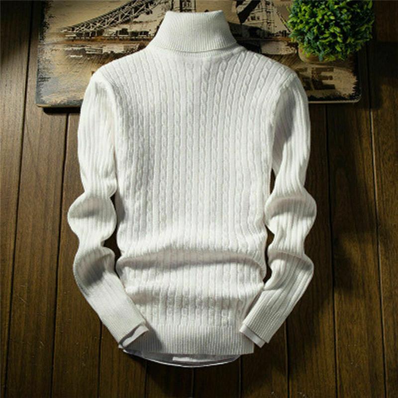 

Men's Sweaters Autumn Winter Warm Casual Men Slim Knitted Solid High Neck Pullover Fashion Jumper Sweater Tops Turtleneck, White;black