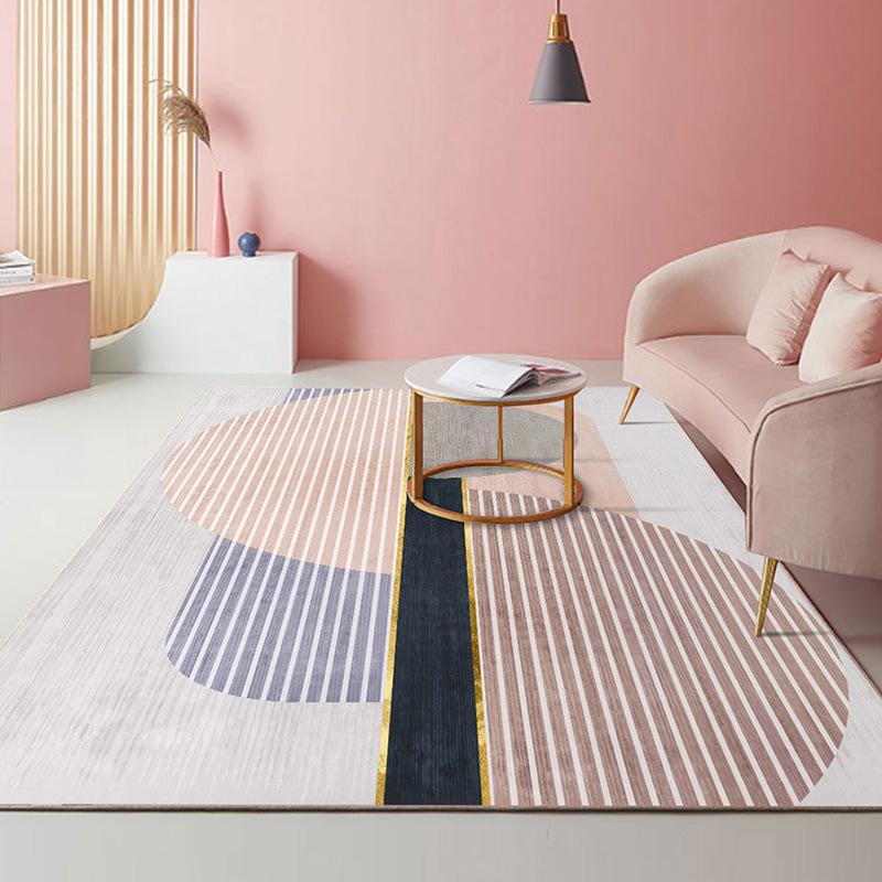 

Carpets Nordic Pink Gold Oil Painting Abstract Carpet Girls Room Romantic Purple 3D Rugs Kids Bedroom Beside Balcony Rug Hall Mat
