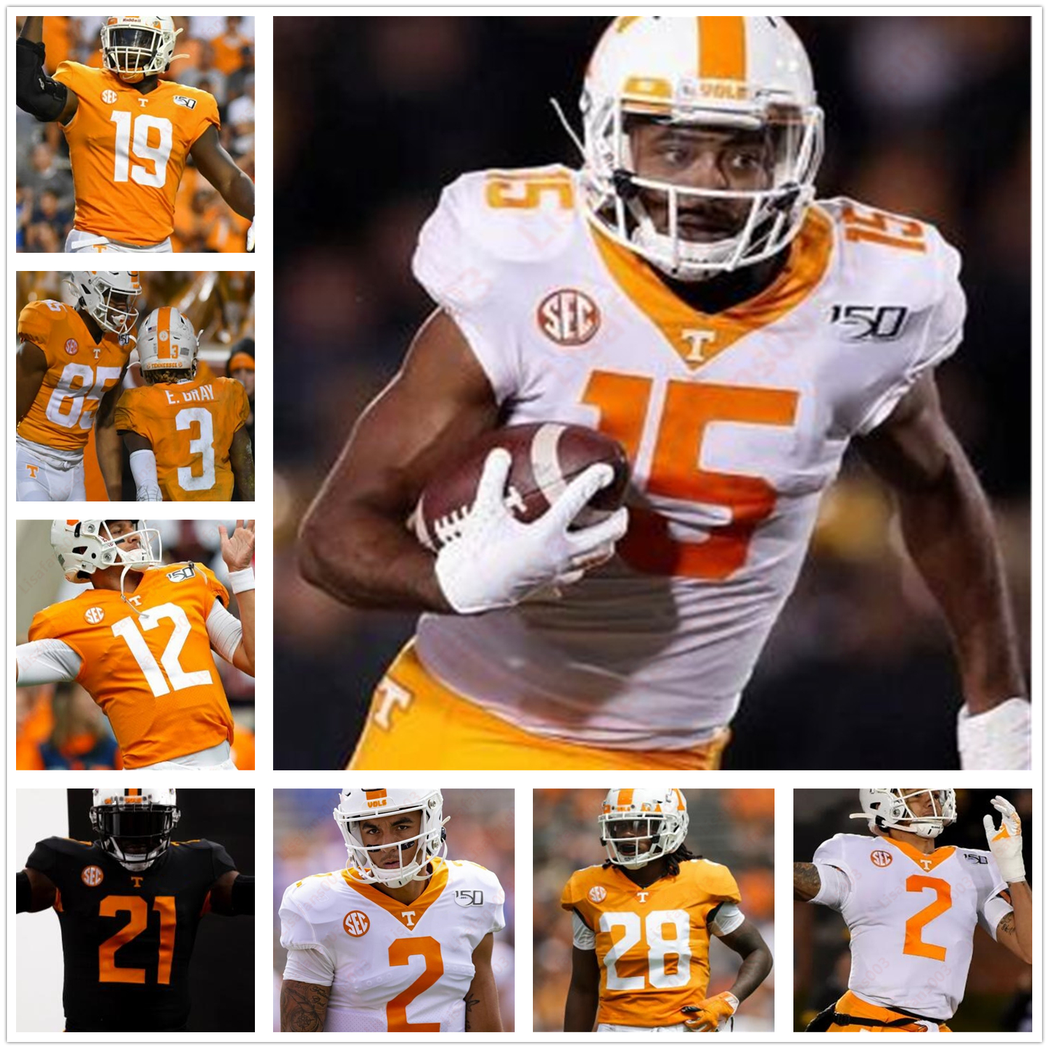 

NCAA Tennessee Volunteers jersey 16 Peyton Manning 92 Reggie White 2 Alontae Taylor 1 Jason Witten 6 Alvin Kamara Football stitched Jerseys mens women youth, Grey with 150th patch