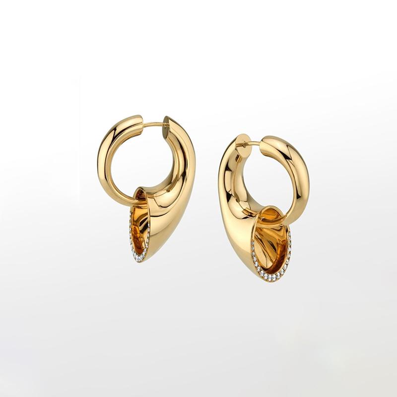 

Hoop & Huggie WTLTC 2021 Metal Cubic Zirconia Horn Shaped Earrings Gold Color Brass Big Charms Hoops Spunk Stylish Ear Gifts