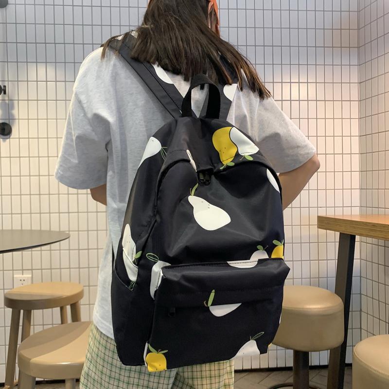 

Backpack WENYUJH Simple Female Women Fruit Printed Canvas School Bag For Teenage Girls Casual Shoulder Rucksack Travel, A-4