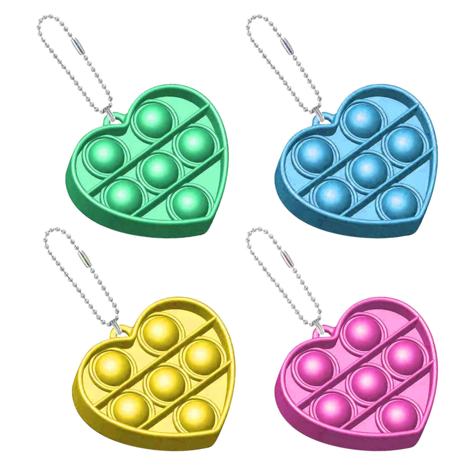 

Fidget Simple Antistress Pendant Simple Dimple Keychain Toy For Kids Adults Heart Shape Silicone Stress Reliver Squishmallow Toy X0320