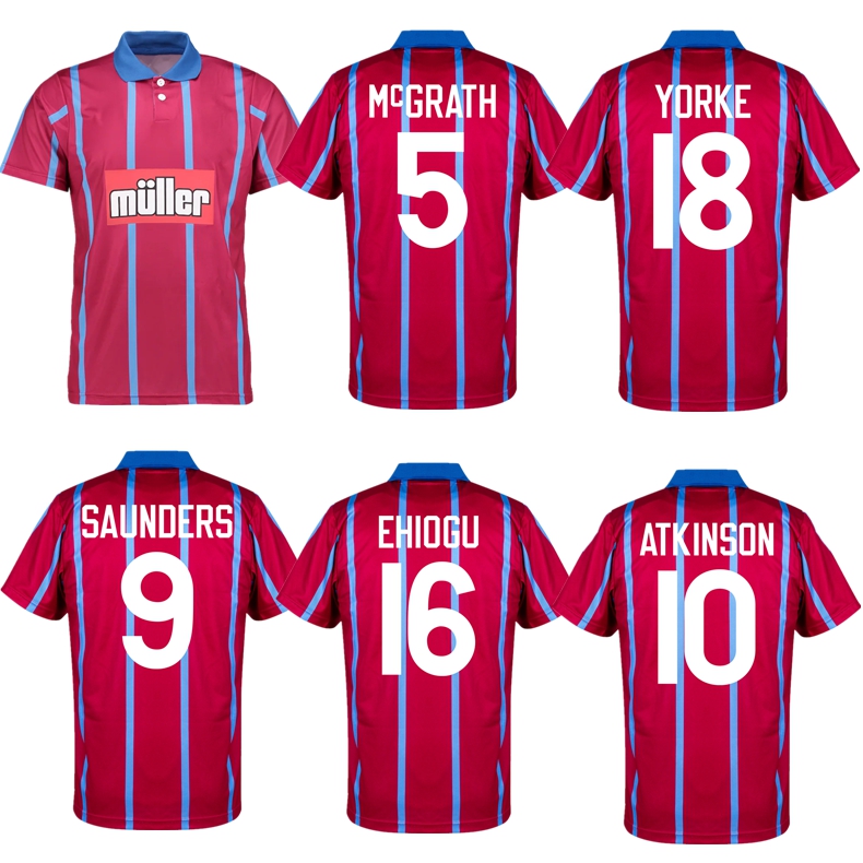 

1993 1995 Villa retro soccer jersey 93 94 95 Aston McGrath Houghton RICHARDSON SAUNDERS YORKE EHIOGU classic vintage football shirt, 93 95 home jersey