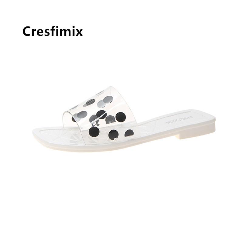 

Cresfimix Lady Cute Light Weight Transparent Dot Slip On Slippers Women Fashion Comfortable Frauen Hausschuhe C5313, Black
