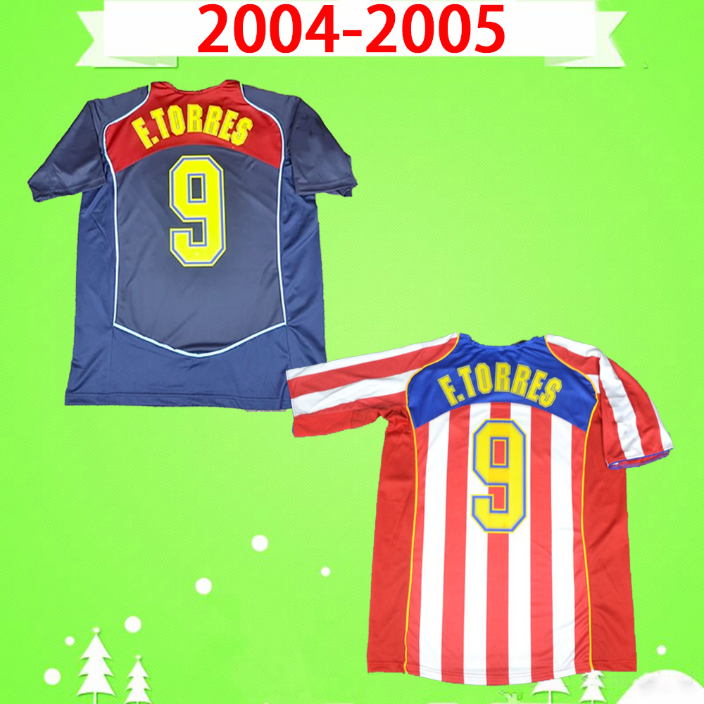 

#9 F.TORRES 2004 2005 Retro Soccer Jerseys HOME RED WHITE 04 05 vintage Camiseta de futbol classic commemorate football shirt, Black;yellow