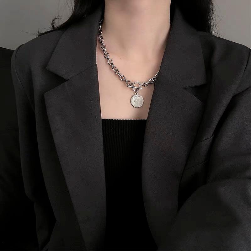 

Chokers Vintage Stainless Steel Multi-layer Elizabeth Coin Chain Choker Necklace For Women Gold Silver Portrait Chunky Necklaces
