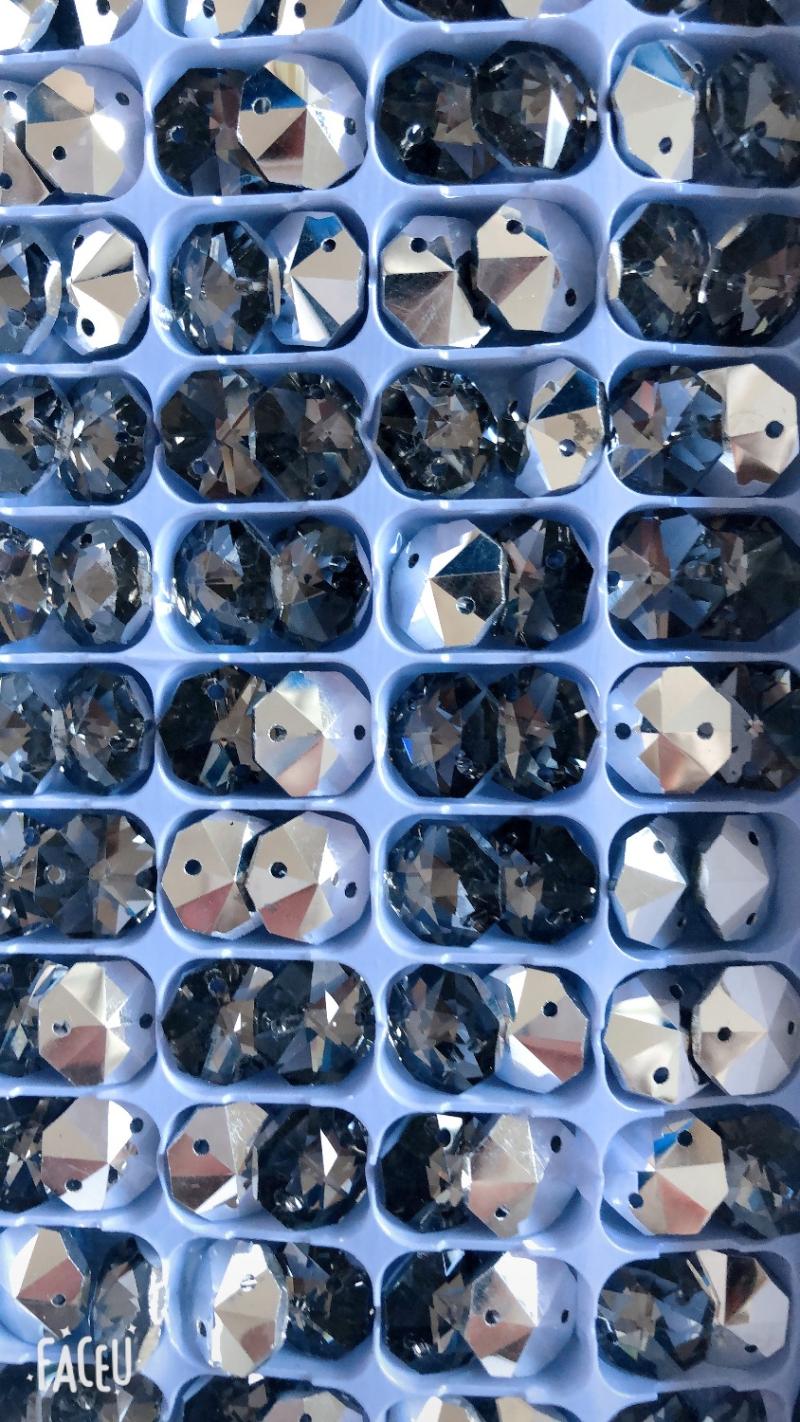 

2000pc Crystal Glass Octagonal Beads Grey Aluminiumn Chandelier Parts Lighting Pendant Prism Home Decor