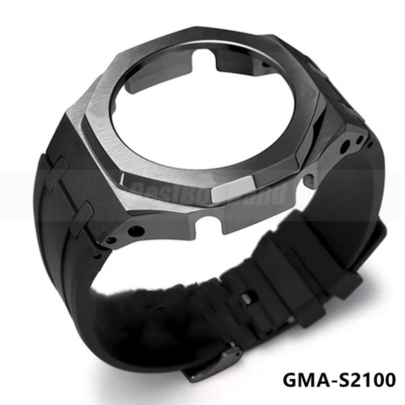 

Watch Bands For GMAS2100 Mini Mod Kit Metal Bezel Fluorine Rubber Strap GMA S2100 Case Band Modification Accessorie