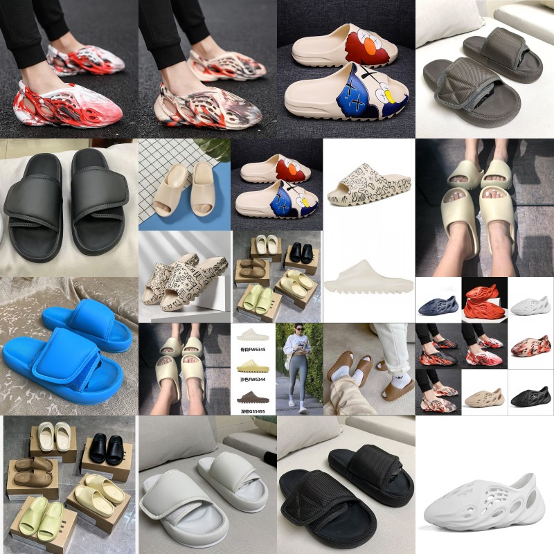 

2021 Foam Runner Kanye Clog West Sandal Black Slide Fashion Slipper Women Mens Tainers bone Designer Beach Sandals Slip-on Shoes 2299 Y2, Extra fee shipping