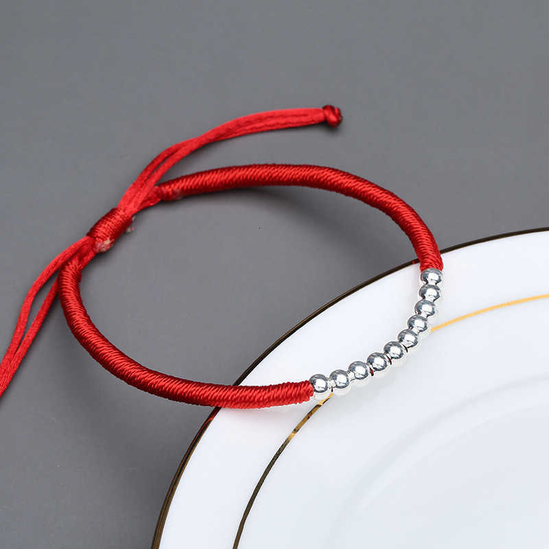 

Perfect Transfer Bead Bracelet 999 Sier Woven Red Rope Bracelet Simple Gift, Golden;silver
