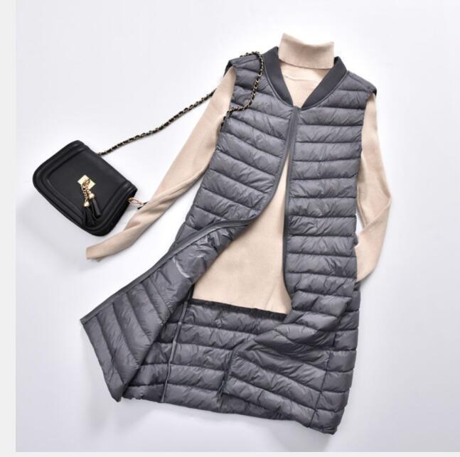 

Women's Vests 1pcs/lot Winter Women Down Vest Long Ultra Light Duck Coat Autumn Outwear Waistcoat, Pink