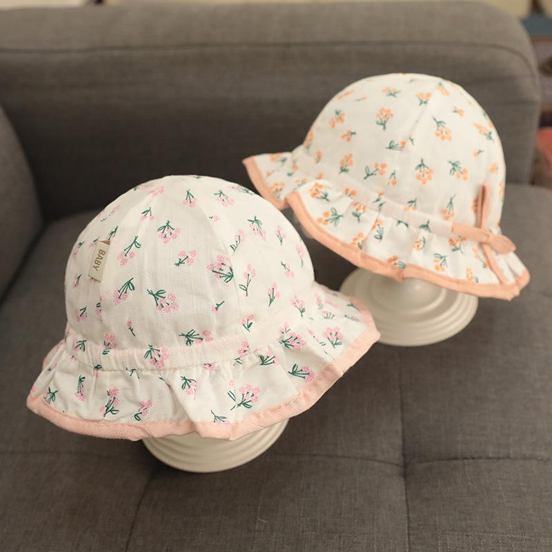 

Caps & Hats Floral Baby Girl Hat Spring Summer Anti-UV Kids Sun Soft Cotton Born Infant Outdoor Beach, Yellow