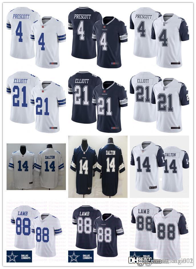 

Mens Womens Youth Dallas Cowboys 21 Ezekiel Elliott 4 Dak Prescott 88 CeeDee Lamb 14 Andy Dalton White Navy blue Custom Football, Black;red