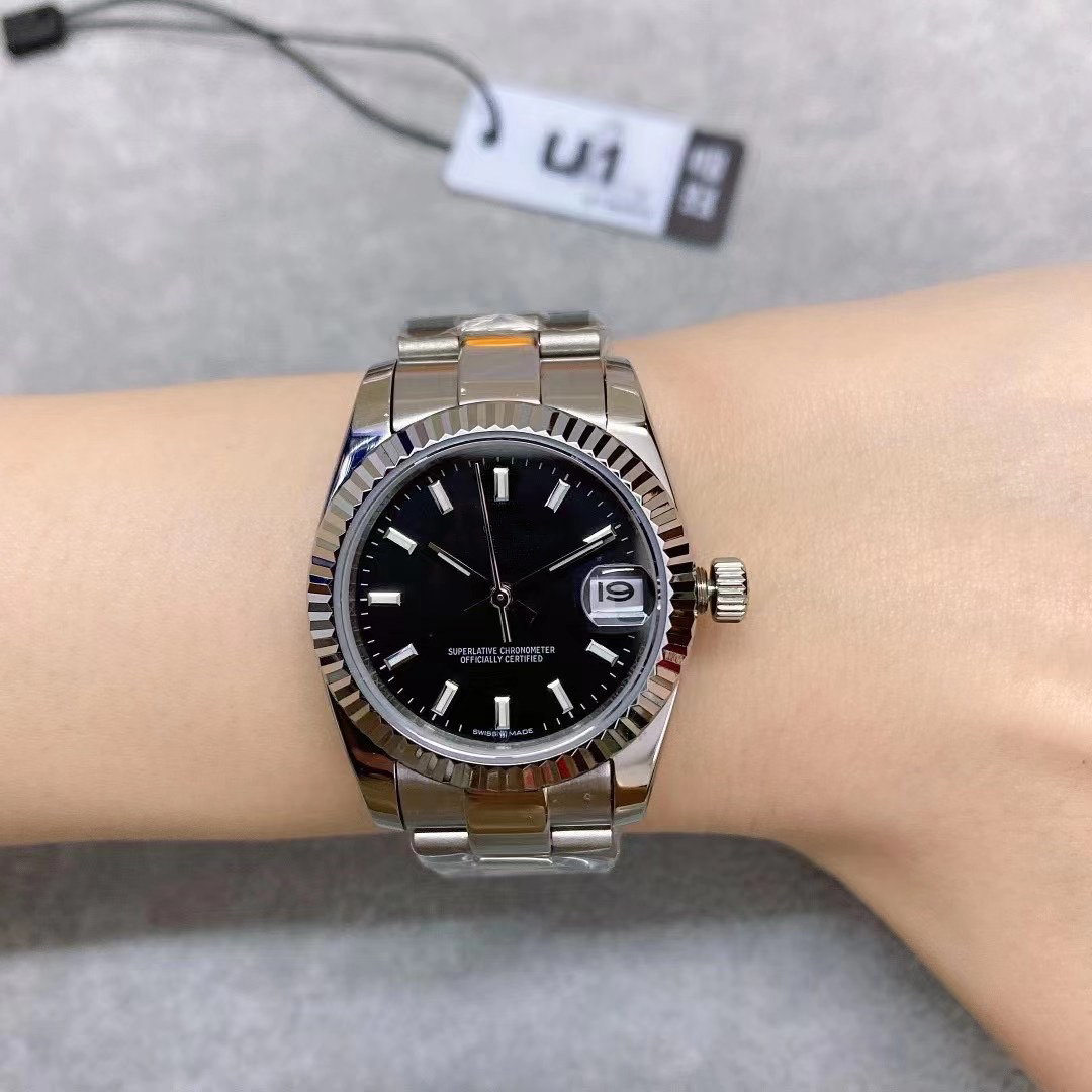 

2021 U1 Facotry Big Szie Date Women Cal.2813 Automatic Movement Watch Just Stainless Steel 31mm 9 Style Color dial Sapphire Glass Classic Watches, Slivery;brown