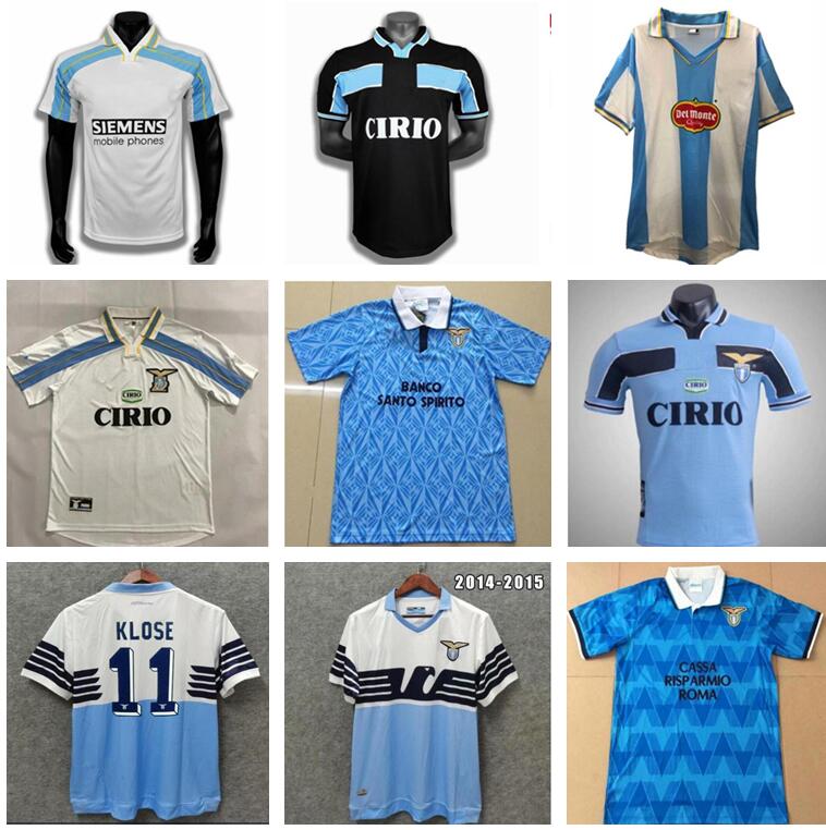 

98 99 2000 91 Lazio Retro version Soccer Jersey 1989 1991 IMMOBILE SERGEJ LULIC LUIS ALBERTO Shirt Customized Football uniform, Black;yellow