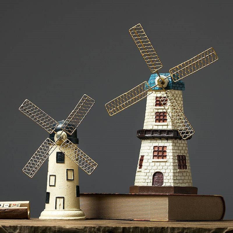 

European resin model windmill home living room soft decoration Bar Cafe