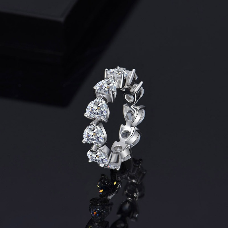 

Designs 925 Silver Gold Plated Woman Eternity Heart Shape Ring Diamond Rings
