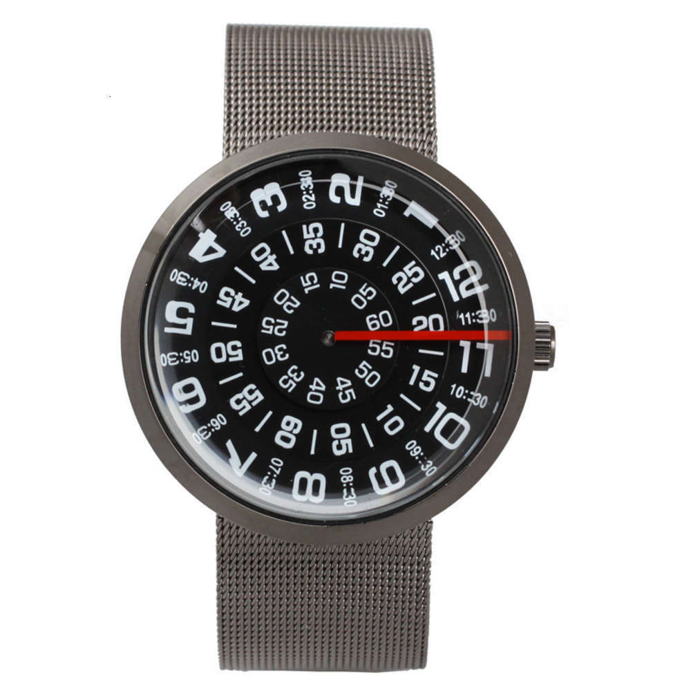 

concept No pointer and watch women's Korean turntable men's mesh belt QUARTZ, Slivery;brown