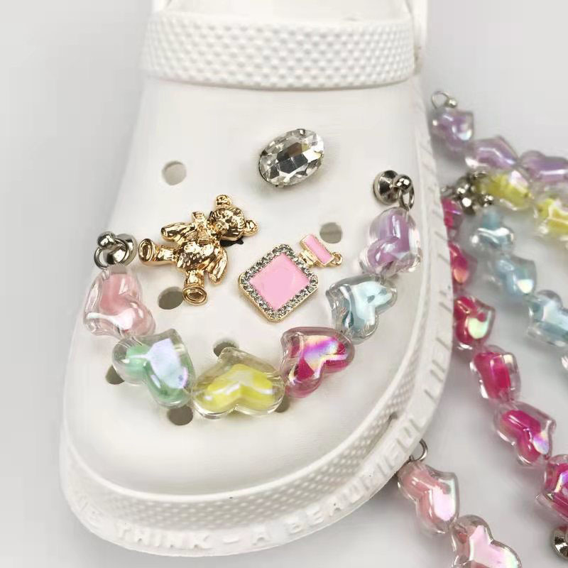 

Hole Shoes Decorative Accessories Llastic Long Strip Stars Love Shoe Decorations Fashion 3D Chain Beads XX-0323