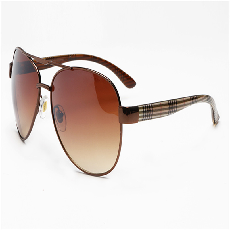 

Fashion sunglasses designer Men and women brown case metal frame black 50mm lenses, White;black