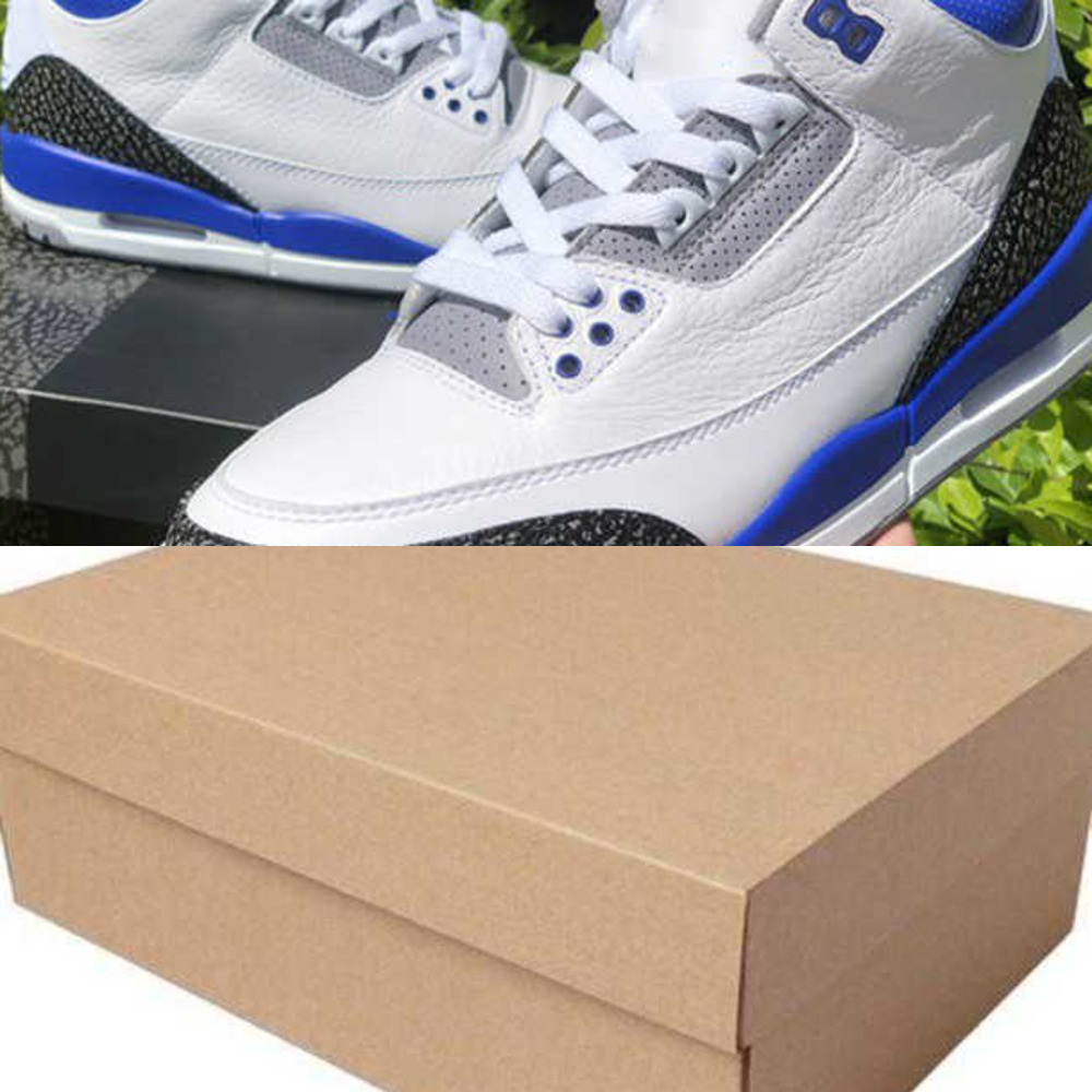 

2021 Top Quality 3 Racer Blue Basketball Shoes Mens 3s White Black Cement Grey-Racer Genuine Leather Outdoor Sport Sneakers Come With, #1