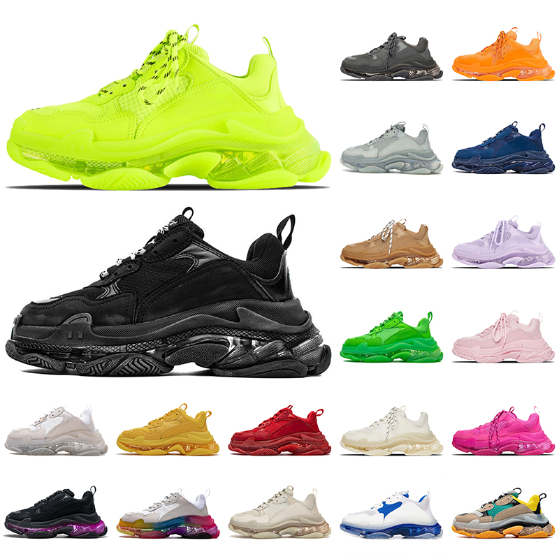 

Clear Sole Black Green Women Mens Triple S Designer Shoes Platform Brand 17FW Paris Sneakers White Pink Blue Tripler Trainers Crystal Bottoms Vintage Off Casual Shoe, D46 36-40