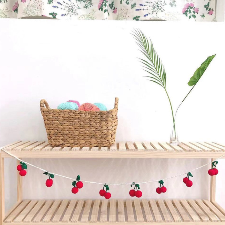 

ins korean cherry string flower wall pendant, children's room decoration, colored flag girl party