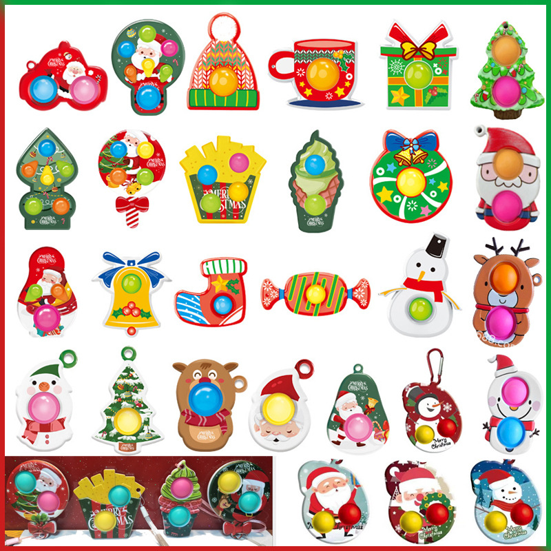

Christmas Ornament Pop Fidget Toys Push Bubble Sensory Fidgets Simple Dimple Popper Tree Gift Set for Kids Teens Adults