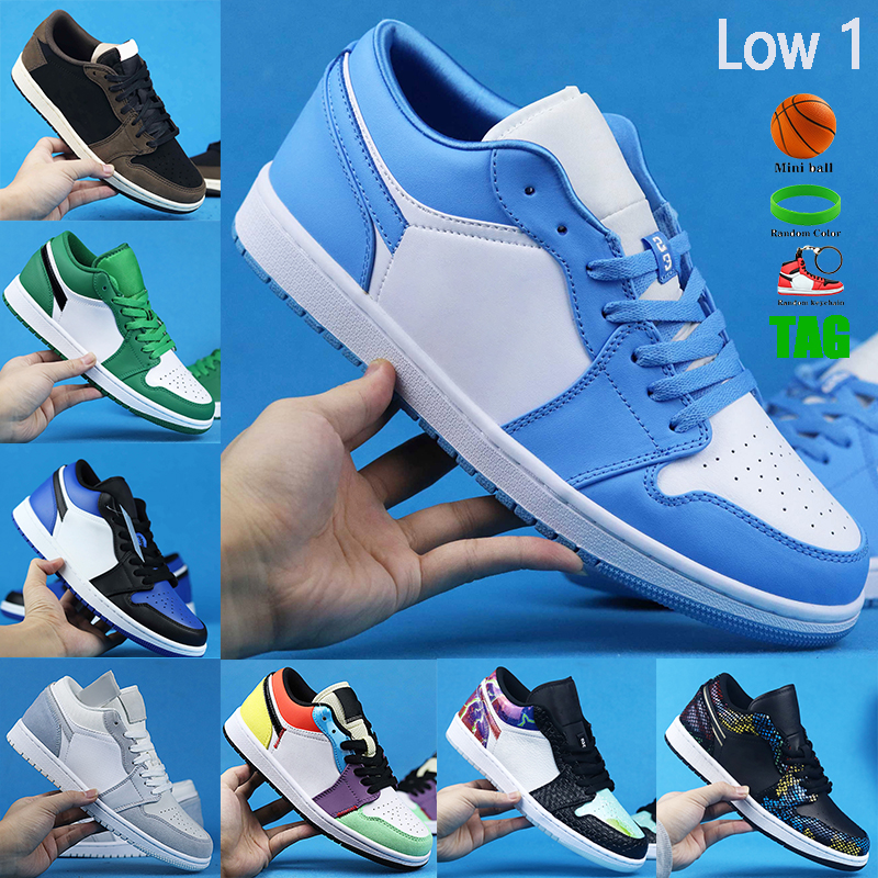 

Low 1 1s mens Basketball shoes UNC OG SP Travis Scotts paris royal toe pine green triple white men trainers women sneakers, 34-bubble wrap packaging