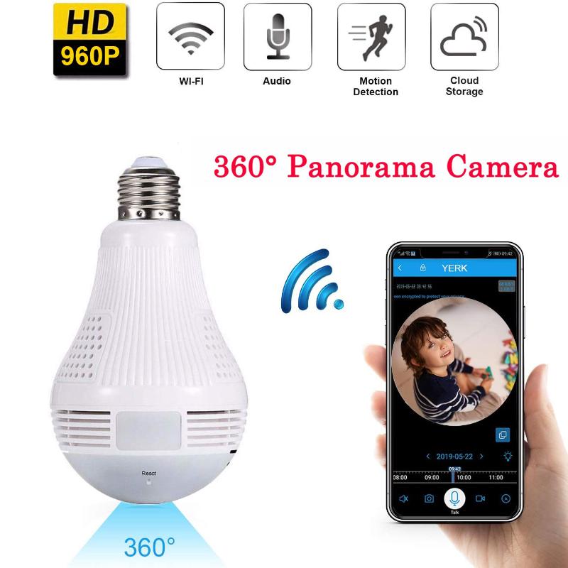 

Degree Panorama 960P Wifi IP Mini Camera Light Bulb Surveillance Cam CCTV Motion Sensor Video Audio Recorder For Smart Home Cameras