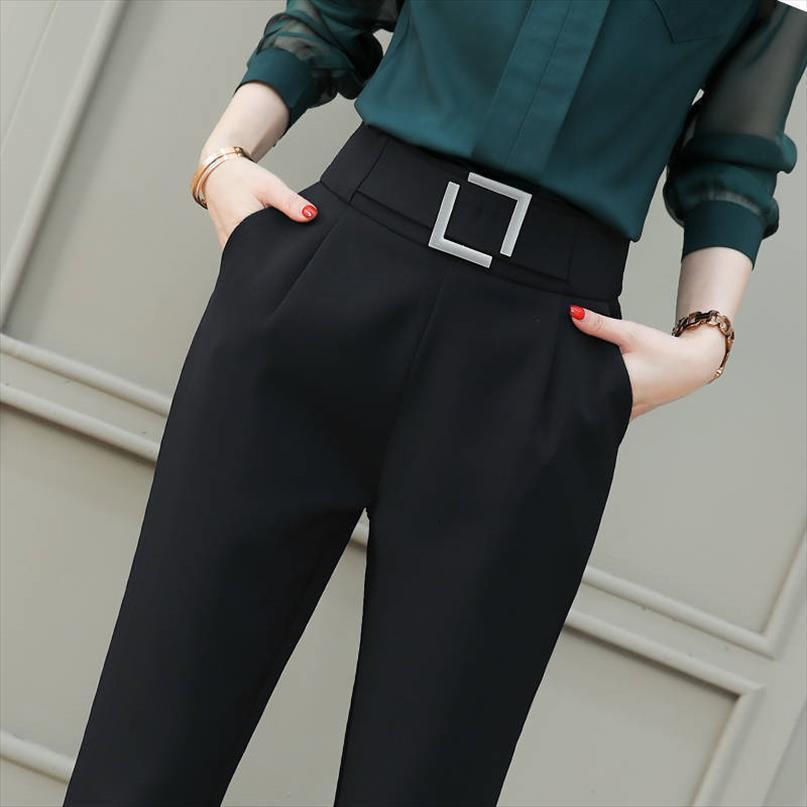 

trousers gothic plus size womens capris high waist solid formal wide leg harajuku mujer pantalones pantalon femme, Black;white