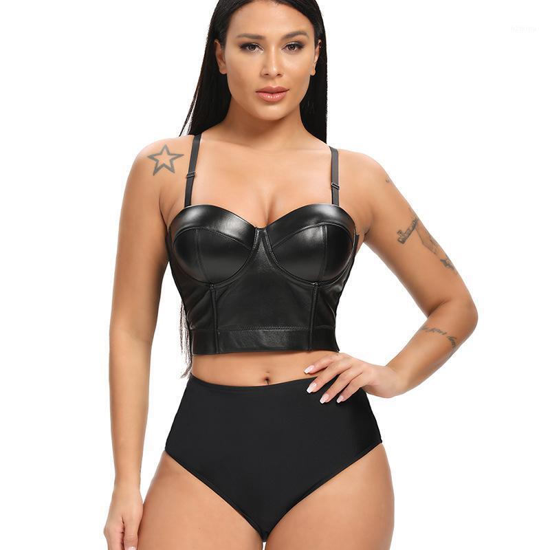 

Bustiers & Corsets YAGIMI Women Bra Corset Tops Wear Out Gothic Clothing Sexy Bodice Black Faux Leather Steampunk Bustier Fashion Corsage Pl