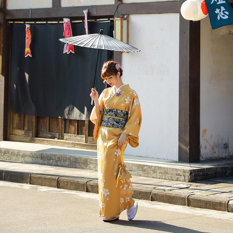 

Ethnic clothing Women Flower Print Kimono Japanese Dress Traditional Asian sakura vintage Apparel Oriental elegant costume