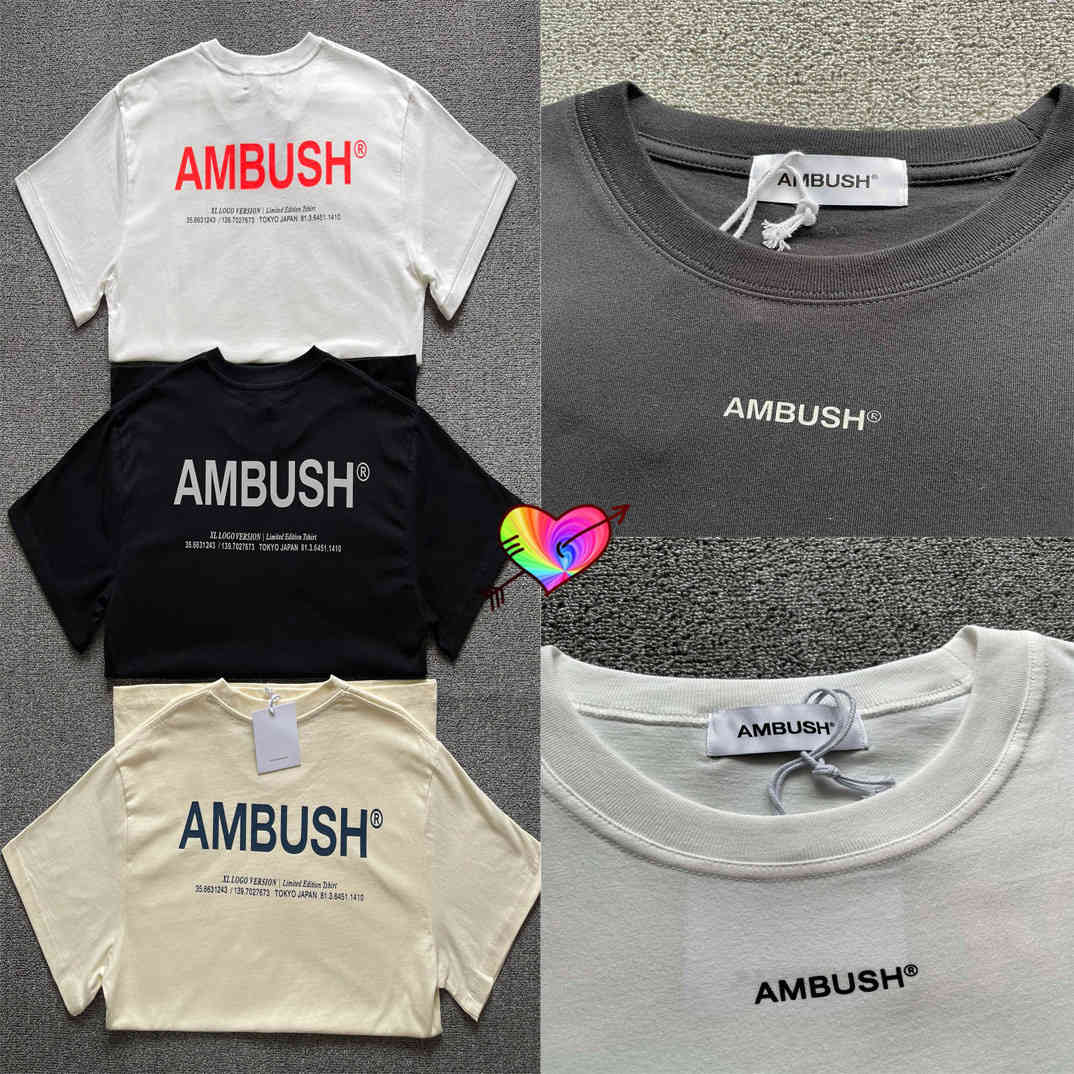 

Ambush T Shirt Men Women 1:1 High Quality Casual Ambush Tee Terry Cotton Oversized Tops Classic Print Short Sleeve, White;black