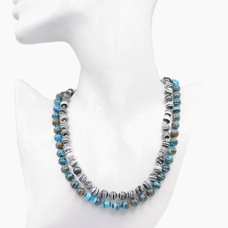 

Chokers Multicolor Turquoises Round Beads Necklace Calaite Stone 8 10mm Strand Chain Women Necklaces Bohemia Style Choker Jewelry A717