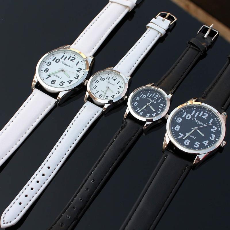 

Wristwatches 10pcs Men Women Ladies Watch Kids Watches Leather Quartz Student Lovers Analog Wristwatch, Women white