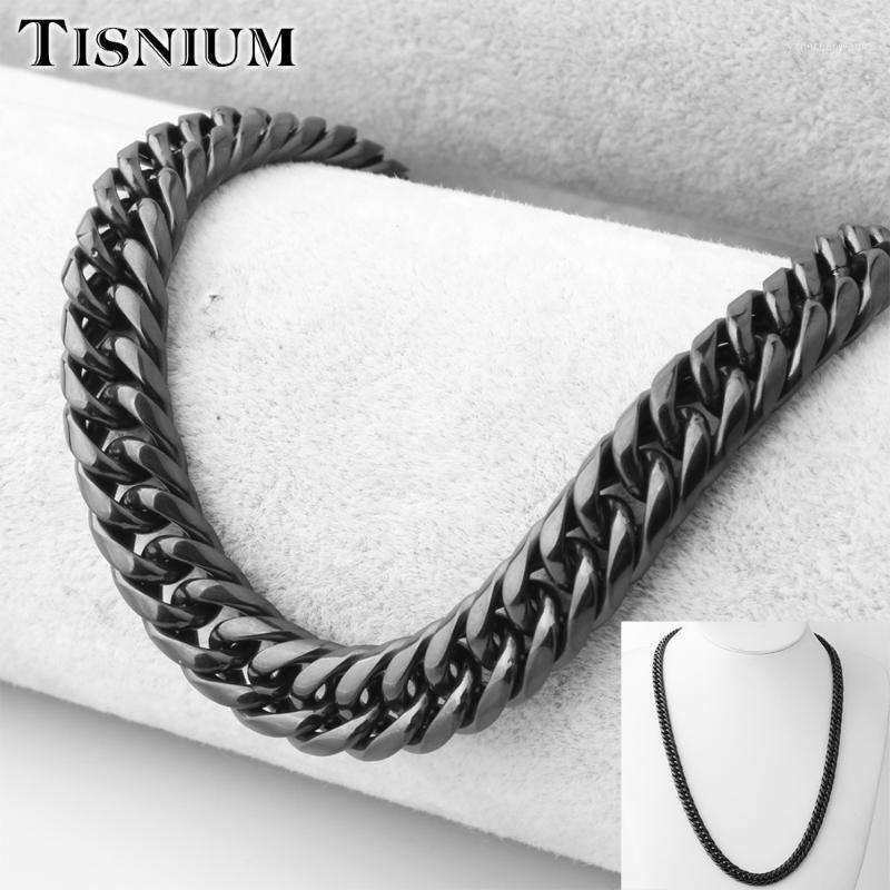 

Tisnium Goth 11mm Black Color Stainless Steel Necklace Bracelet For Men Aesthetic Curb Cuban Link Chain Friend Gift Punk Jewelry Chains