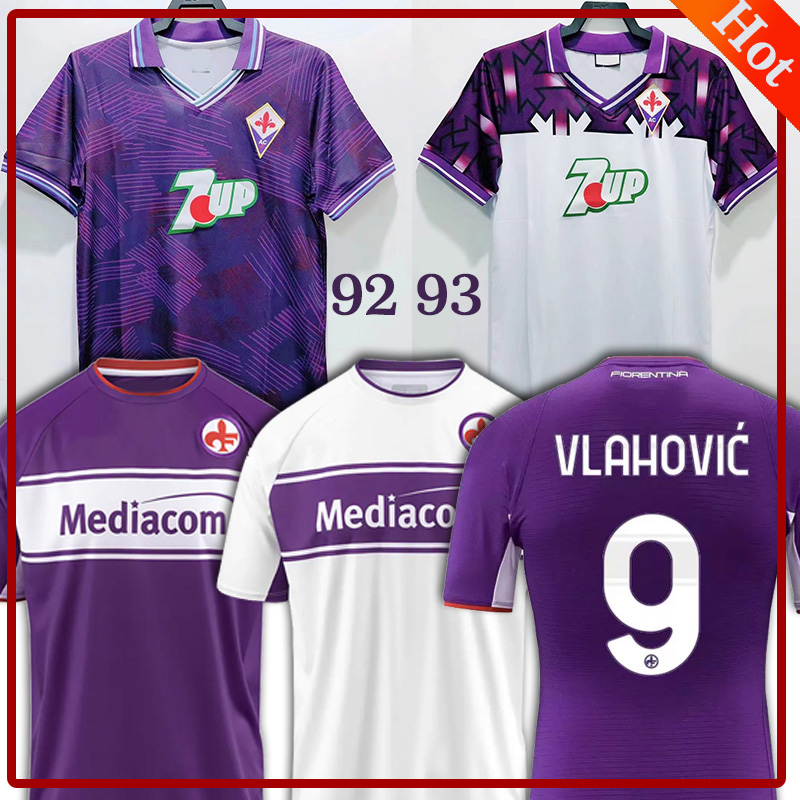 

92 93 FIORENTINA Retro Soccer Jerseys Home Away Men Football Tshirt 21 22 Camisas de Futebol 8 BATISTUTA #9 RUI COSTA #10 Jersey Florence MI, Black;yellow