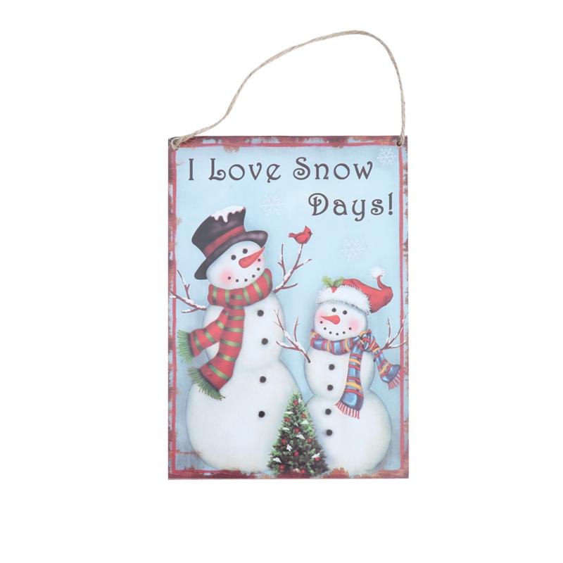 

Christmas Decorations Wooden Hanging Plaque I Love Snow Days Door Sign Hanger Wall Decoration