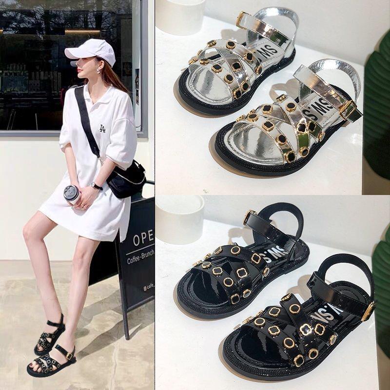 

Sexy Rivets Womens Ankle Strap Block Heel Sandals Ladies Platform Shoes On Summer Comfortable Gladiator Lady, Black
