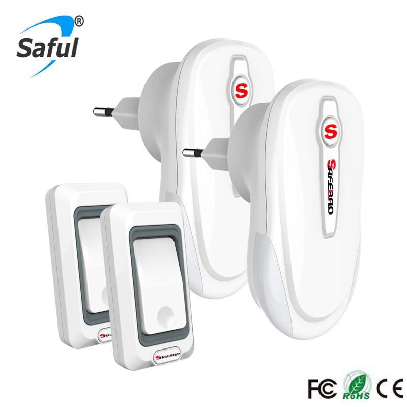 

Saful Waterproof Wireless Doorbell White Colour Remote Control With 2 Indoor Receiver + Outdoor Transmitter Doorbells