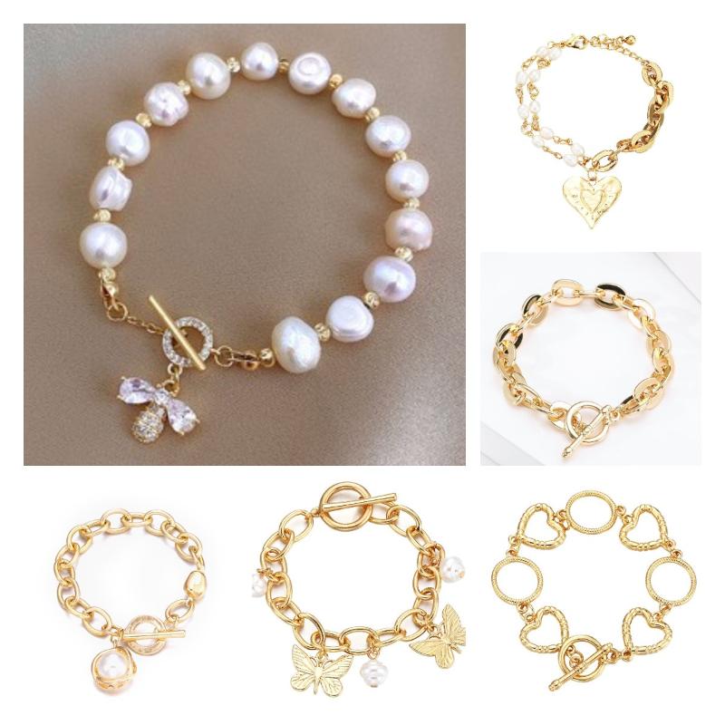 

Link, Chain Gold Multilayer Beads Pearl Bracelets For Women Beaded Female Bracelet Bangles Trendy Jewelry Wholesale Bulk