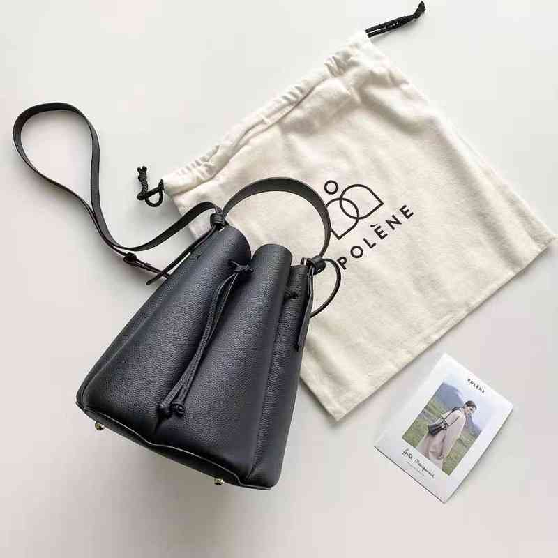 

2022 New Polene French Niche Bucket Bag 8 Series Leather Women's Petal, Gray large size