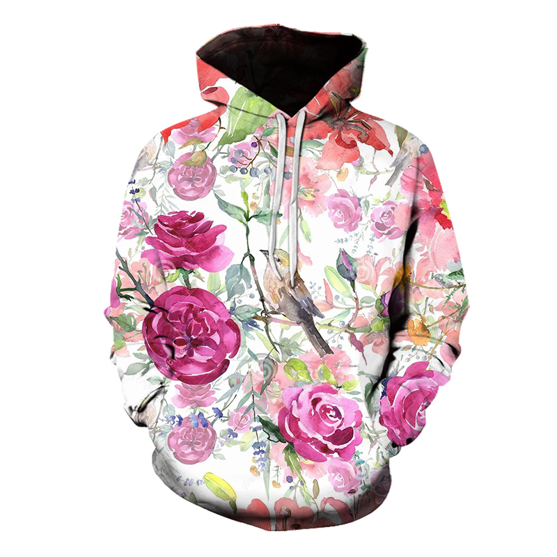 

The Rolling Stones Red Peony Pattern Men's 3D Printing Hoodie Drawstring Crew Neck High Quality American Sweatshirt Fall Winter, Black