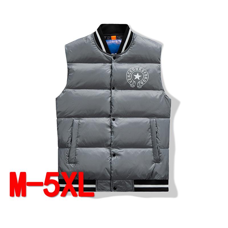 

Men's Vests White Duck Down Vest Men Winter Thick Warm Sleeveless Puffer Letter Print Parka Jacket Padded Waistcoat 4XL 5XL, Black